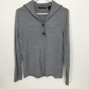 Raisey Gray V-neck Button Long Sleeve Sweater XL